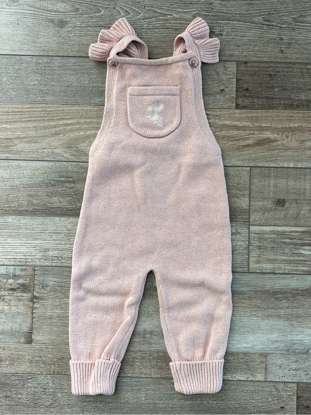 Jamie Kay Mia One Piece Embroidered Knit Overalls Size 1 Year